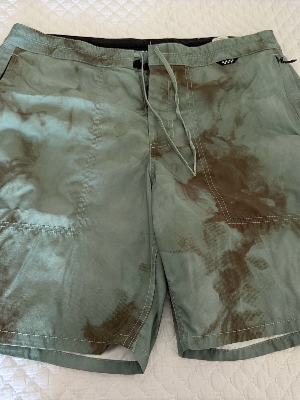 Vans Men's Olive Green Tie-Dye Swim Board Shorts